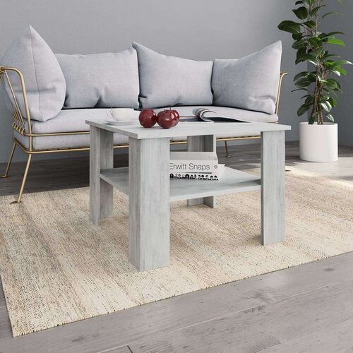  Stolić za kavu siva boja betona 60 x 60 x 42 cm od iverice Slike