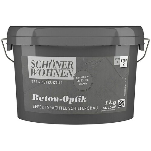 SCH&amp;Ouml;NER WOHNEN-Farbe Trendstruktur Kit z efektom z betonskim videzom (Skrilasto sive barve, 1 kg, Mat) Slike