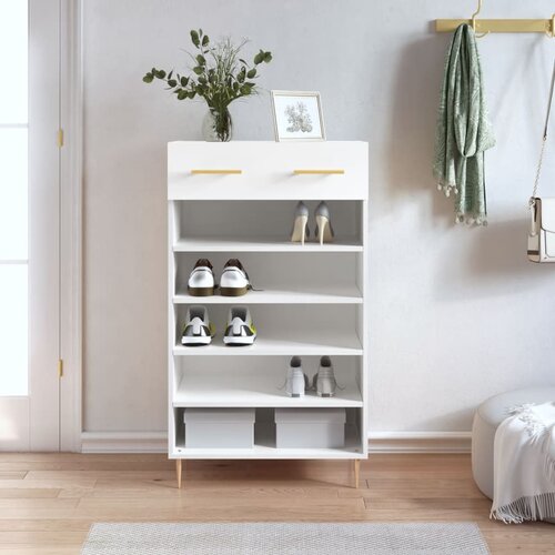 The Living Store Omarica za čevlje bela 60x35x105 cm inženirski les - Omarica Za Čevlje, (21430308) Slike