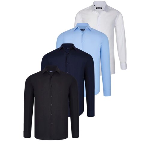 Dewberry QUAD SET G726 SHIRT-BLACK-WHITE-NAVY BLUE-BLUE Cene