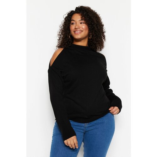 Trendyol Curve Plus Size Sweater - Black - Relaxed fit Cene