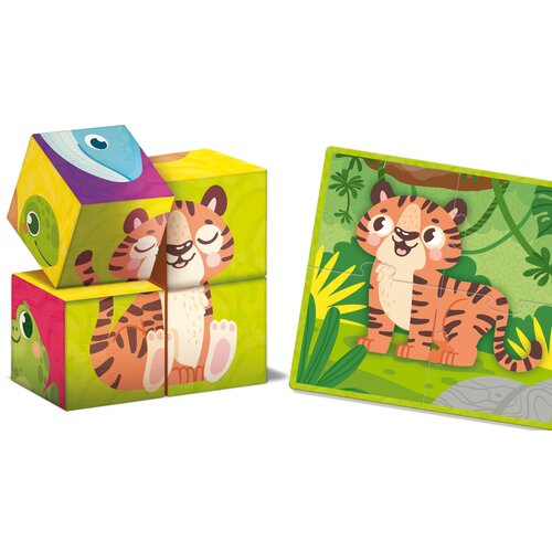 Lisciani Montessori Wood puzzle i kocke 2u1, 28 dijelova Slike