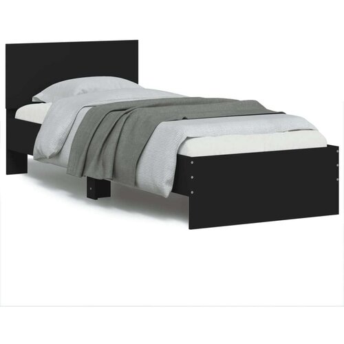  Okvir za krevet s uzglavljem crni 75x190 cm konstruirano drvo Slike