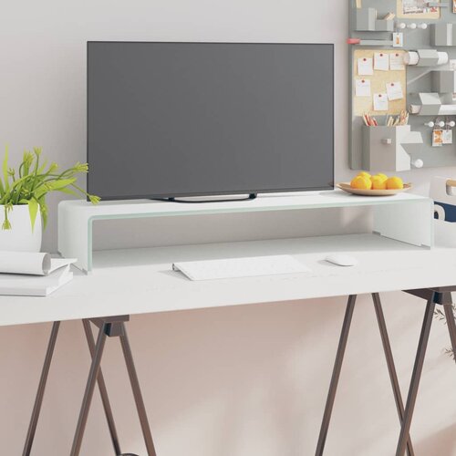 VidaXL Stojalo za TV / ekran stekleno belo 90x30x13 cm Slike