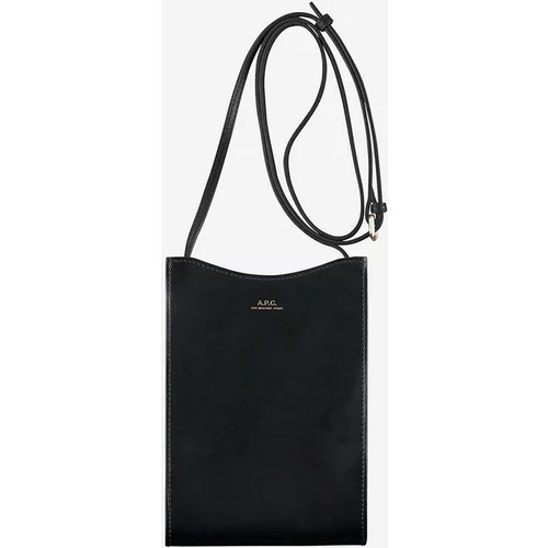 A.P.C. Usnjena torbica za okoli pasu Neck Pouch Jamie PXB črna barva