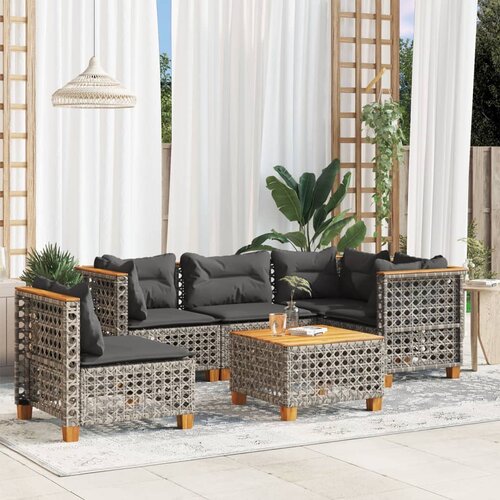 VidaXL 6-dijelni set vrtnih sofa od poliratana s jastucima sivi Slike