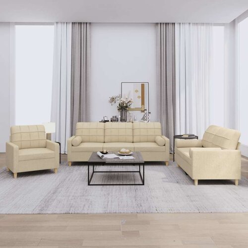  3-dijelni set sofa s jastucima krem od mikrovlakana Cijene