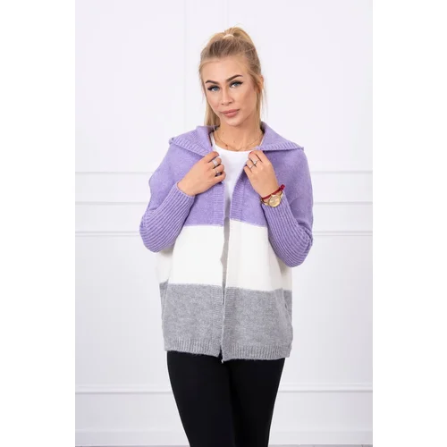 Kesi Three-color hooded sweater purple+ecru+gray