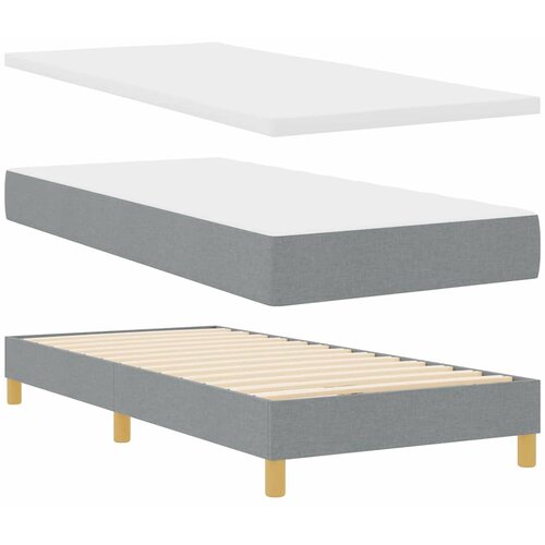  LED Box Spring Krevet Svijetlo siva 80 x 200 cm tkanina Slike