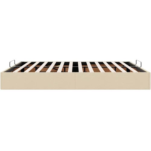  Otomanski okvir kreveta bez madraca krem 160x200 cm od tkanine Slike