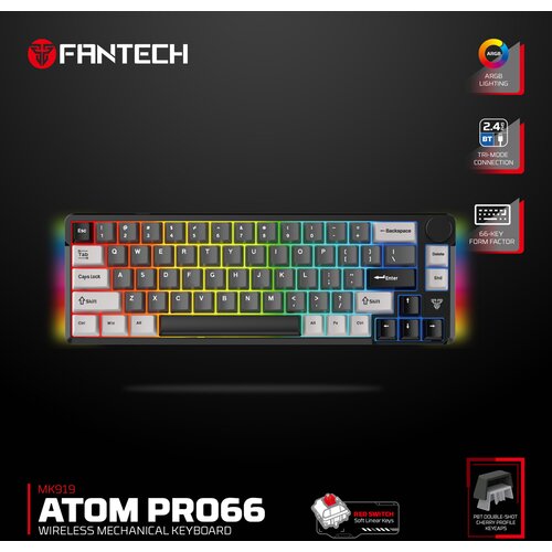 Fantech Tastatura mehanička Gaming MK919 Atom PRO66 crna (Red switch) Cene
