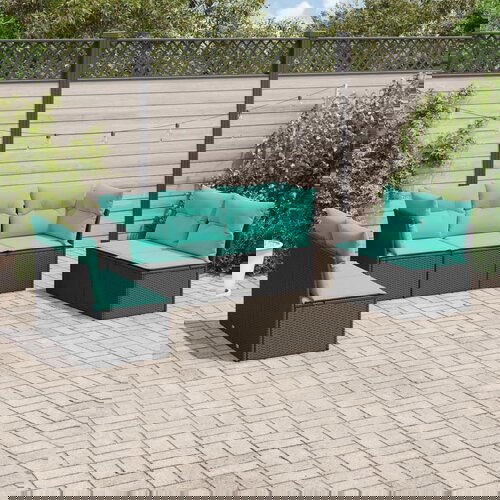 vidaXL 7-dijelni set vrtnih sofa od poliratana s jastucima crni Cijene