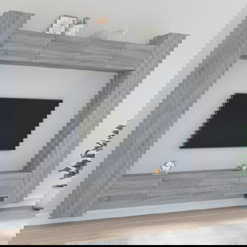  The Living Store Komplet TV omaric 8-delni siv sonoma konstruiran les - Komplet TV Omaric, (21555639) Cene