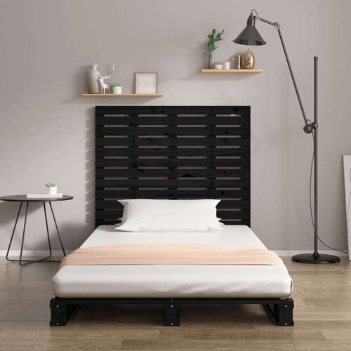  Zidno uzglavlje crni 141x3x91 5 cm od masivne borovine Slike