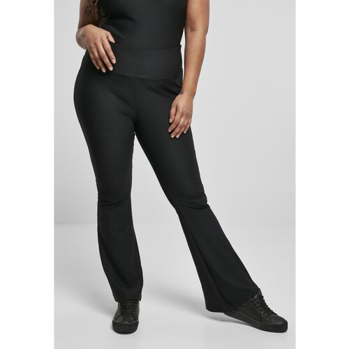Urban Classics ladies high waist rib boot cut leggings black Slike