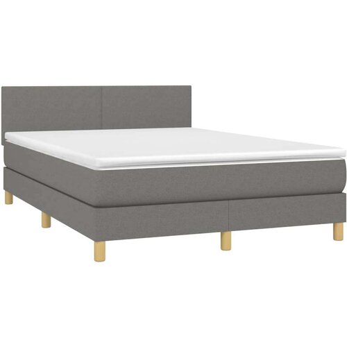 vidaXL Krevet box spring s madracem LED tamnosivi 140x190 cm tkanina Cijene