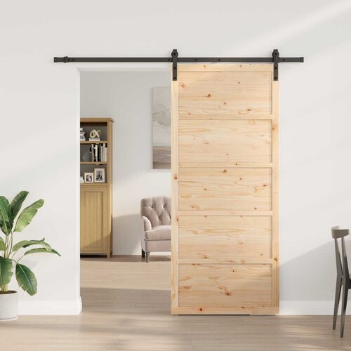 Klizna vrata Prirodna 80 x 208 cm Masivna borovina Slike