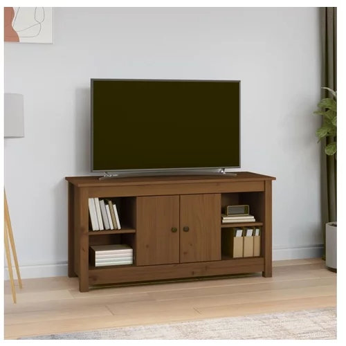  TV omarica medeno rjava 103x36,5x52 cm trdna borovina