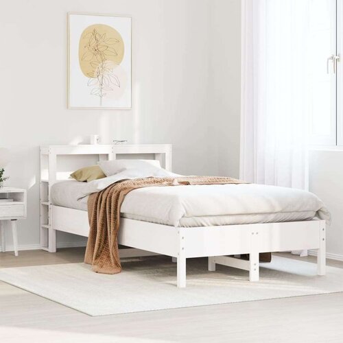 VidaXL Okvir kreveta bez madraca bijeli 75 x 190 cm masivna borovina Slike