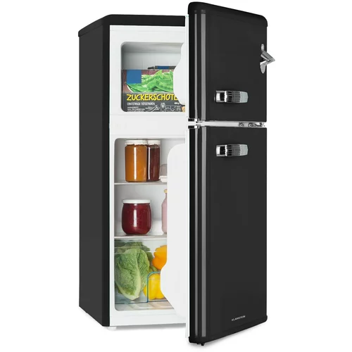 Klarstein Irene, retro hladilnik z zamrzovalnikom, hladilnik 61 l, zamrzovalnik 24 l, črna