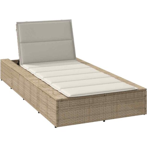 vidaXL Ležalnik s plavajočo blazino Beige poli ratan Cene