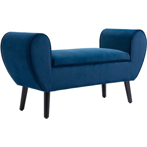 HOMCOM oblazinjena klop za shranjevanje za spalnico in predsobo, žametna klop iz tkanine z nasloni za roke, 118x42x66 cm, modra, (20755388) Slike