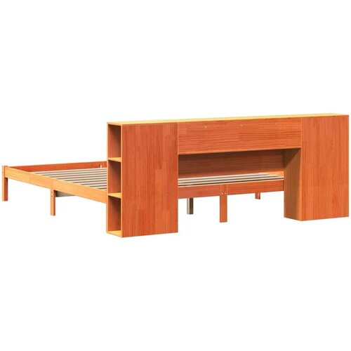 VidaXL Krevet s regalom za knjige bez madraca 200x200 cm od borovine Slike