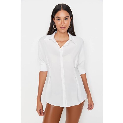 Trendyol Ecru Pliers Flowy Shirt Slike