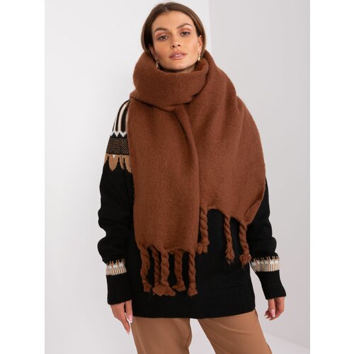 Fashion Hunters Brown warm scarf with fringe Slike