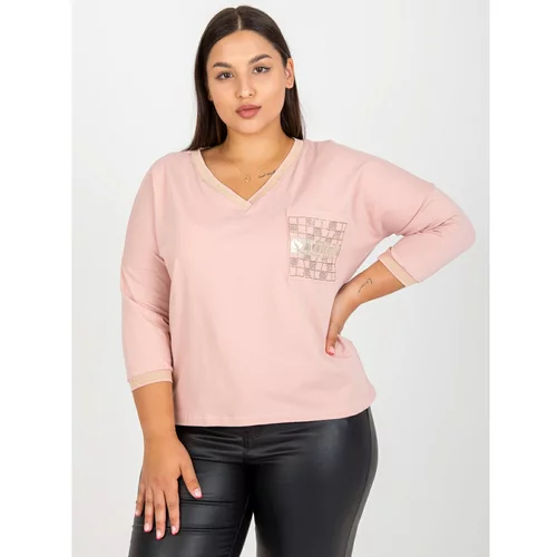 Fashion Hunters Light pink everyday plus size blouse with applique