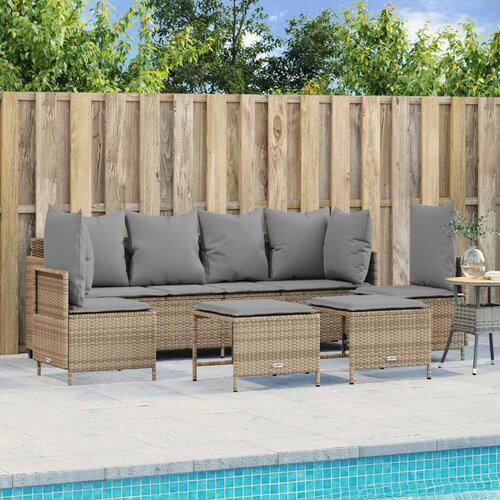  5-dijelni vrtni set sofa s jastucima bež od poliratana Cijene
