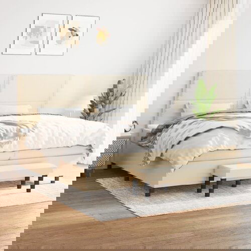 The Living Store Box spring postelja z vzmetnico krem 200x200 cm blago - Box Spring Postelja, (21514011) Slike