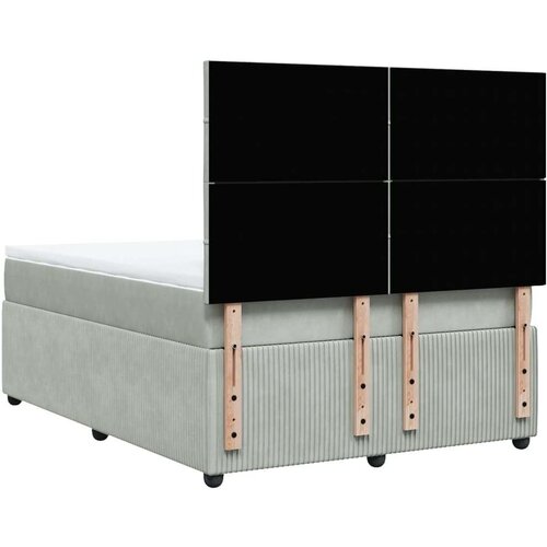 VidaXL Krevet s oprugama i madracem svjetlosivi 140x190 cm bar&amp;scaron;unasti Slike