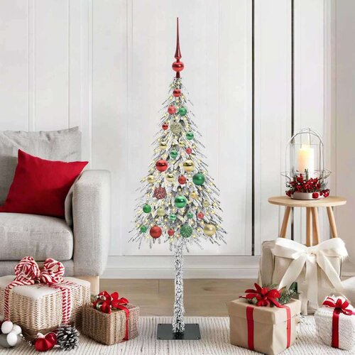 VidaXL Božićno drvce s 150 LED svjetlima Bijelo 120 cm PE i čelik Slike