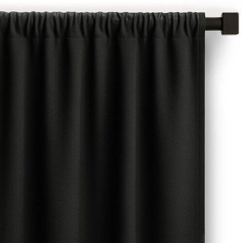 Restilo curtain CARLI color black plain style classic tape type of material - textiles oxford 200x270 Cene