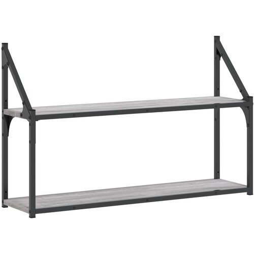 vidaXL Stenska polica 2-nadstropna siva sonoma 80x21x51 cm inž. les Cene