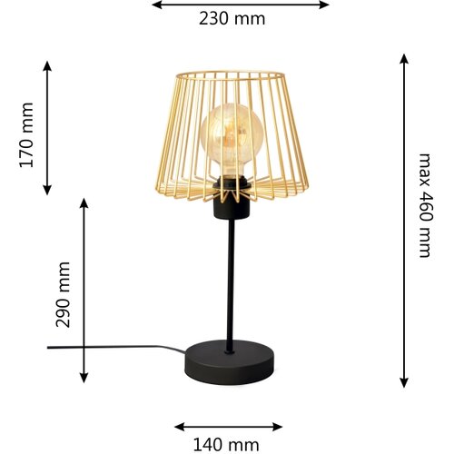  Stona lampa TORRI 1xE27/15W/230V zlatna/crna Slike