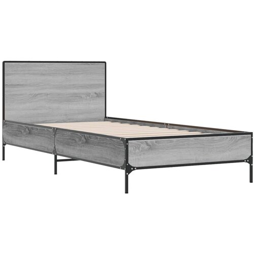 VidaXL Okvir za krevet boja hrasta 75x190 cm konstruirano drvo i metal Slike