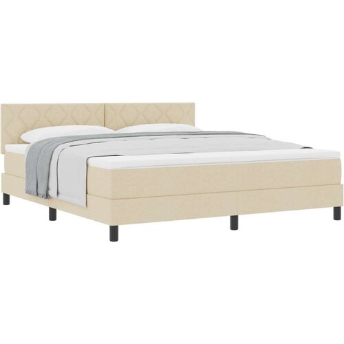  Postelja boxspring z vzmetnico krema 180 x 200 cm blago, (5000128570) Cene