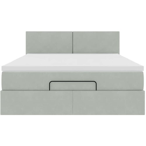 vidaXL Otomanski postelja z vzmetnico svetlo siv 140x200 cm žamet Cene