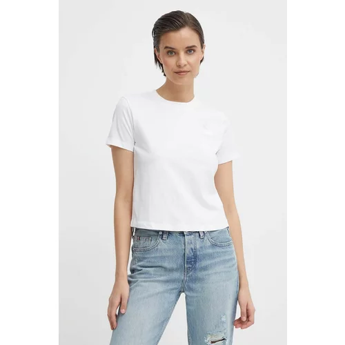 Calvin Klein Jeans Bombažna kratka majica ženski, bela barva
