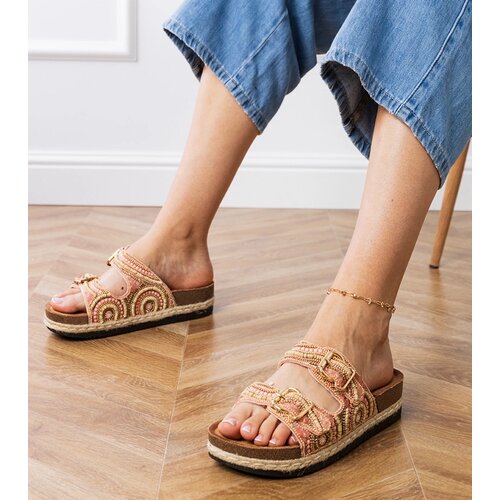 Gemre Zebrina ethnic pink sandals with buckles on straps Cene