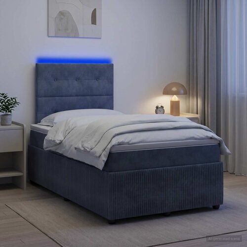  LED okvir za krevet s madracem Tamnosiva 120 x 190 cm Baršun Cene