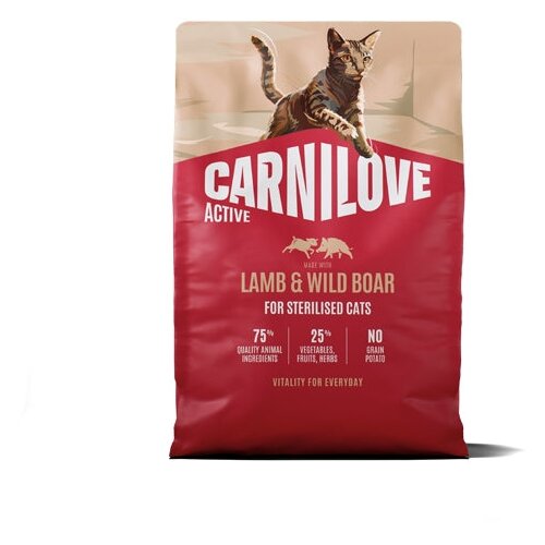 Carnilove Cat Active Adult Sterilised, briketi - jagnjetina in divji pra&scaron;ič 2 kg Cene