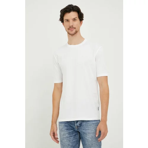 Sisley Bombažna kratka majica bela barva