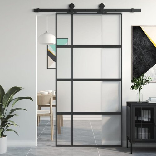 vidaXL Klizna vrata crna 102 5x205 cm od kaljenog stakla i aluminija Cijene