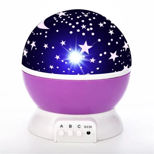 ILIKE Elight L1 2v1 Rotating Star Sky projektor in nočna svetilka s 4x AAA / USB kablom vijolična, (21383419)