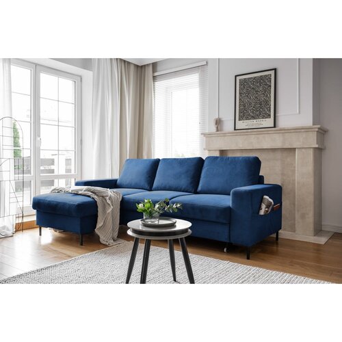 Miuform Tamno plava sklopiva kutna garnitura od samta (s lijevim kutom) Lofty Lilly &amp;ndash; Slike