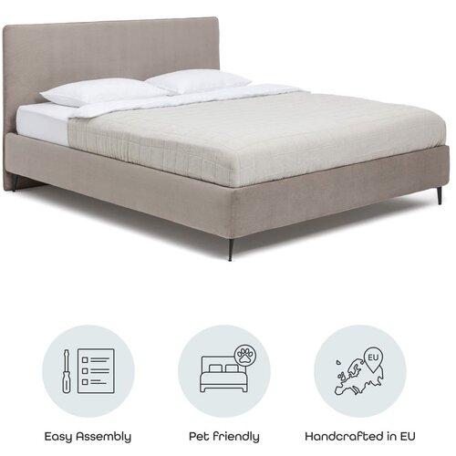 Bonami Selection Sivorjava oblazinjena zakonska postelja z letvenim dnom 160x200 cm Noira Slim &amp;ndash; Slike