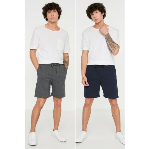 Trendyol Anthracite-Navy Blue Men's Regular Fit 2-Pack Shorts & Bermuda Slike